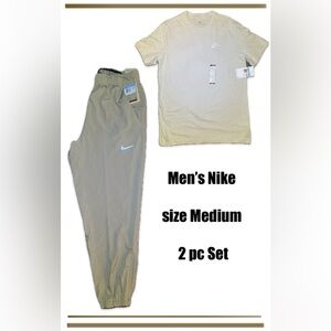 NIKE 2 Pc Set/ Lightweight Fitness Taper Pants Dri-Fit Tech + Nike Swoosh Tshirt